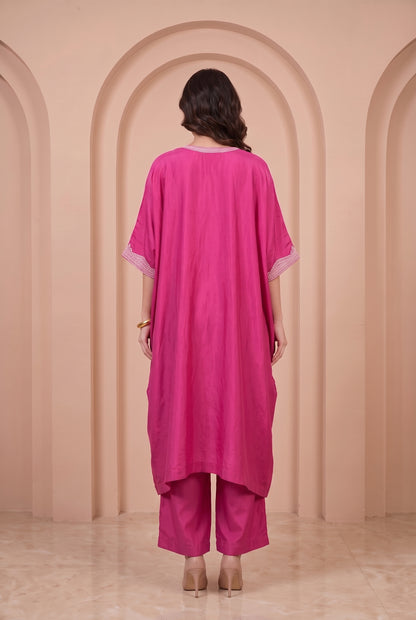 Fuchsia Bloom Mul Kaftaan Set
