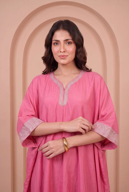 Rose Pink Mul Kaftaan Set