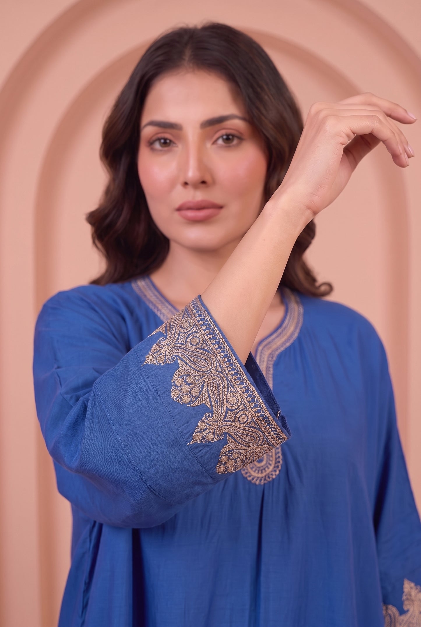 Sapphire Blue Mul Kaftaan Set