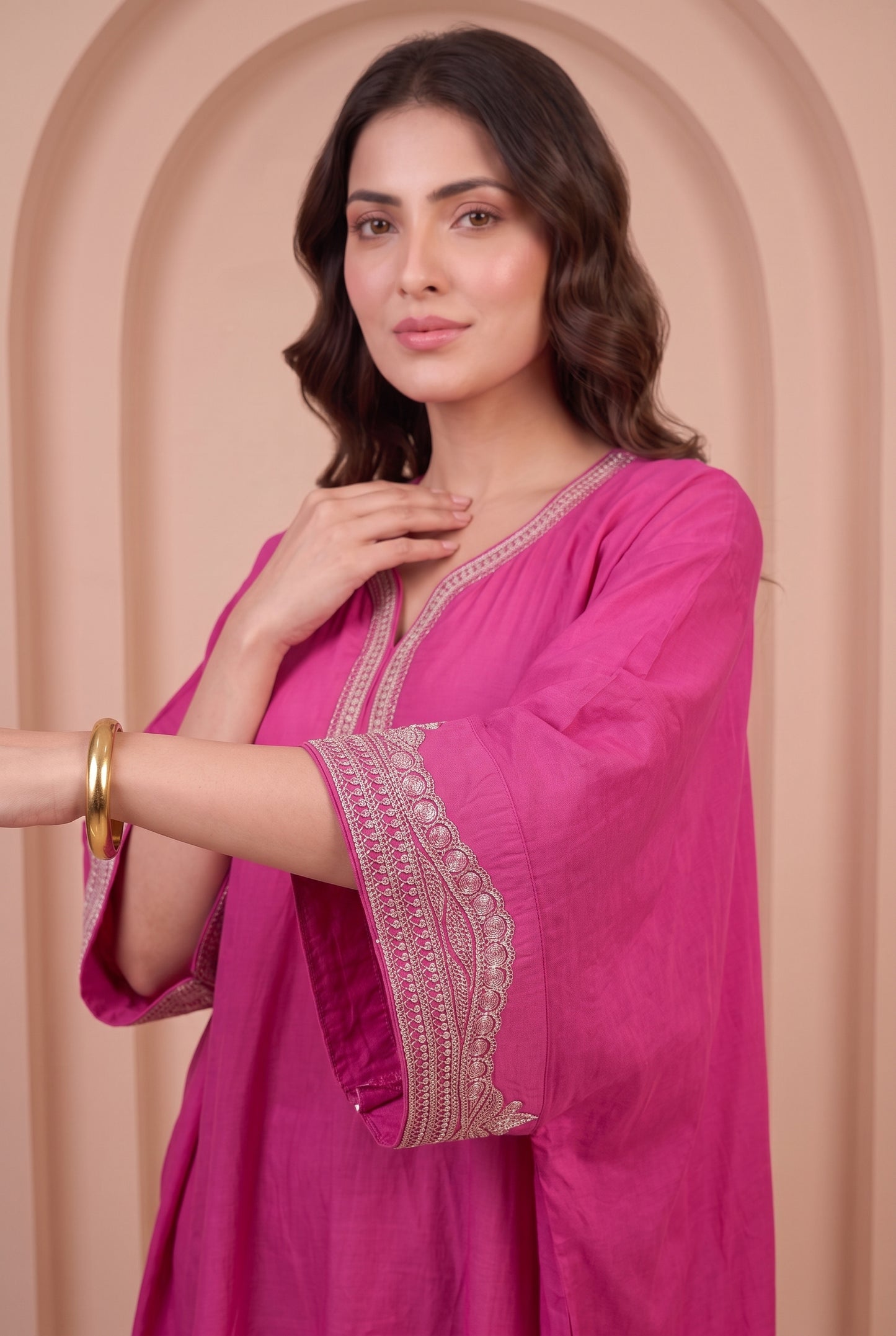 Fuchsia Bloom Mul Kaftaan Set