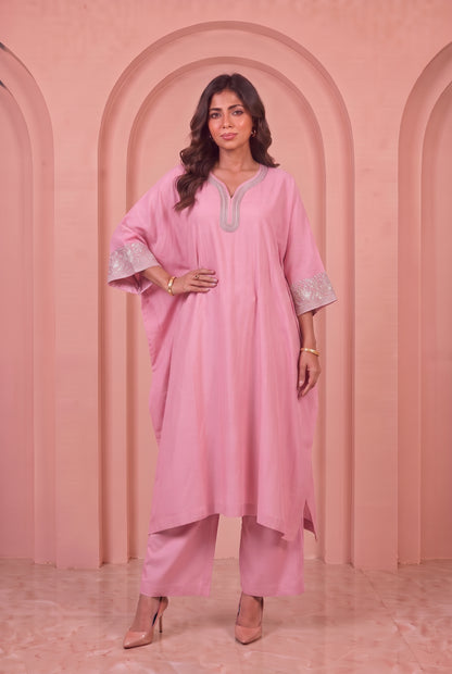 Blush Pink Mul Kaftaan Set