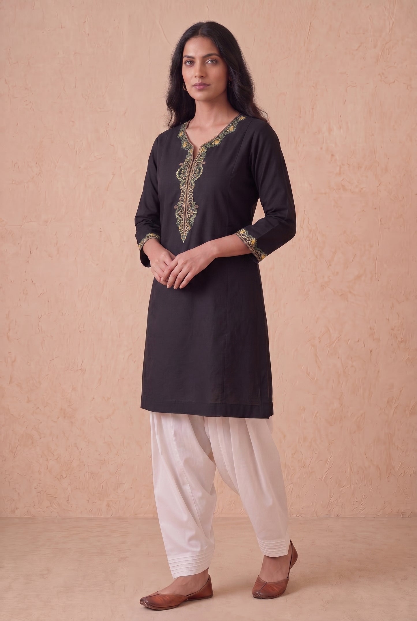 Midnight Noir A Line Kurta Set With Aari Embroidery
