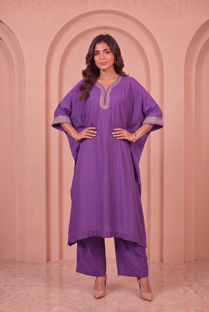 Amethyst Purple Mul Kaftaan Set