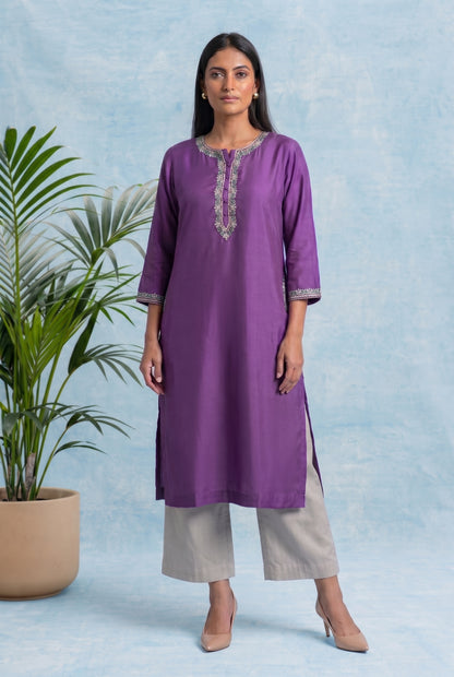 Orchid Veil Pheran Set with Aari Embroidery