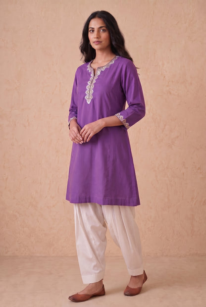 Purple Haze A Line Kurta Set With Aari Embroidery