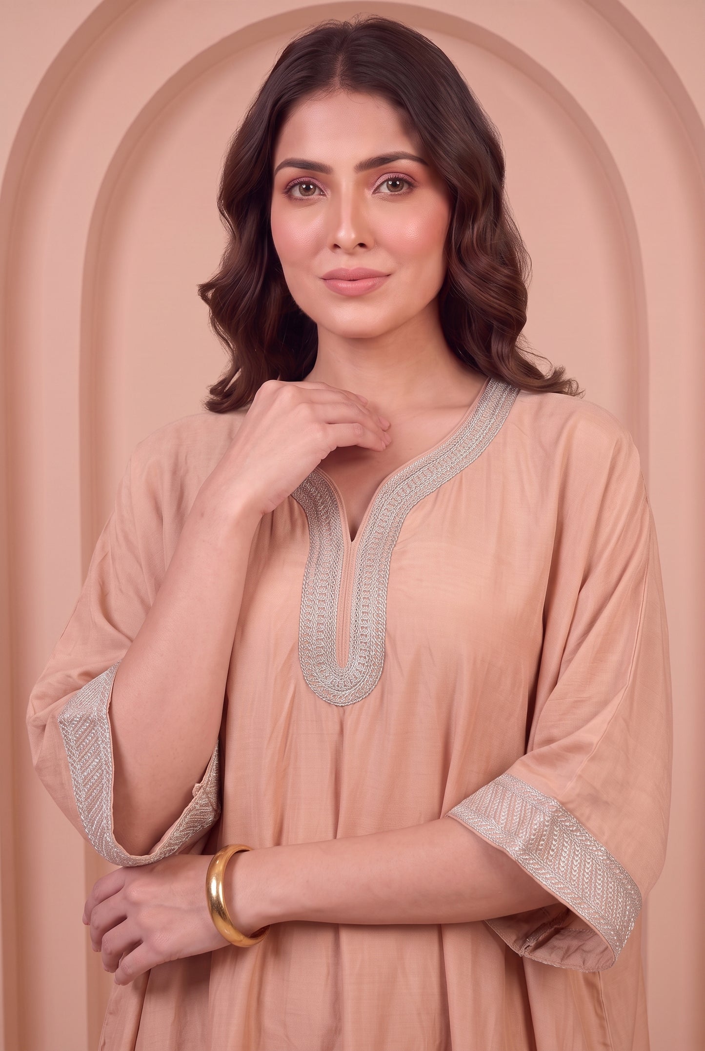 Peach Dawn Mul Kaftaan Set