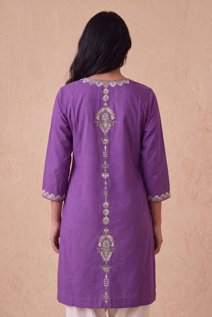 Purple Haze A Line Kurta Set With Aari Embroidery