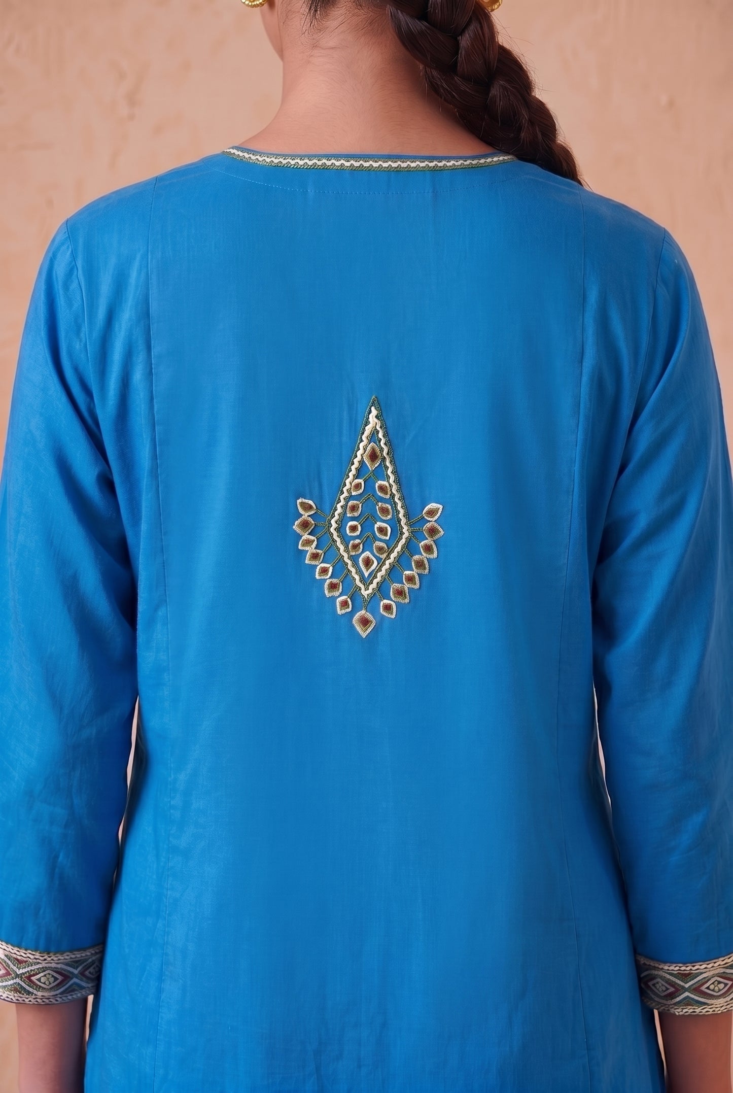 Azure Blue a Line Kurta Set with Aari Embroidery