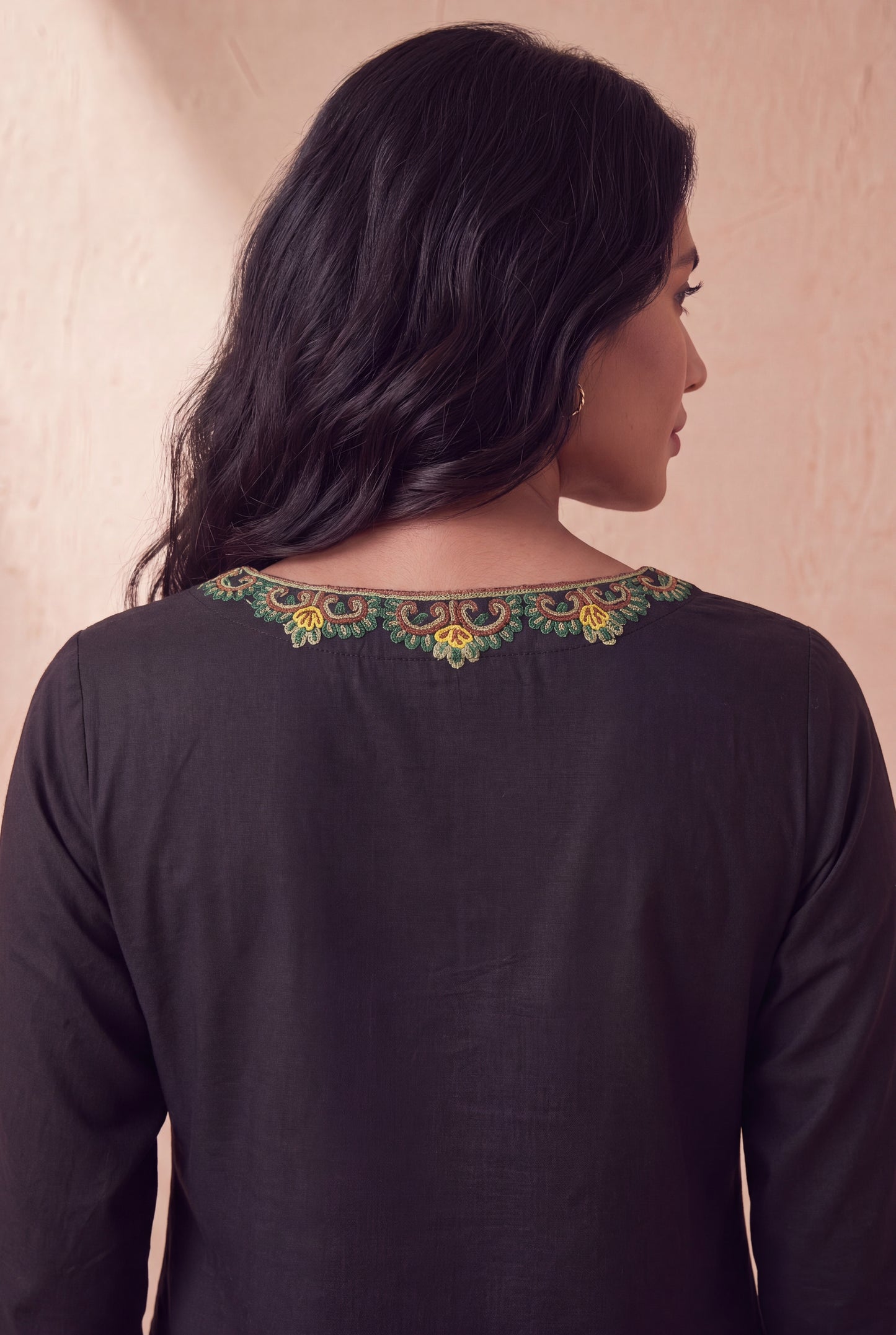 Midnight Noir a Line Kurta Set with Aari Embroidery