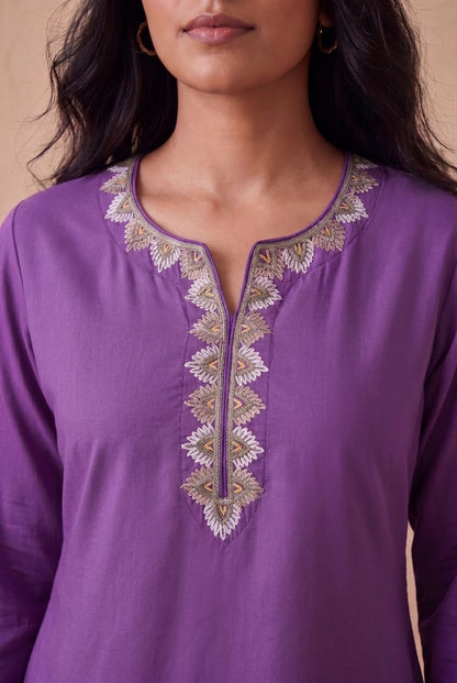 Purple Haze A Line Kurta Set With Aari Embroidery
