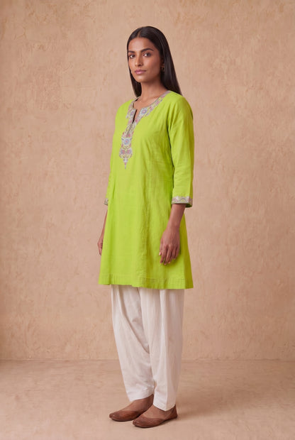 Spring Bloom A Line Kurta Set With Aari Embroidery