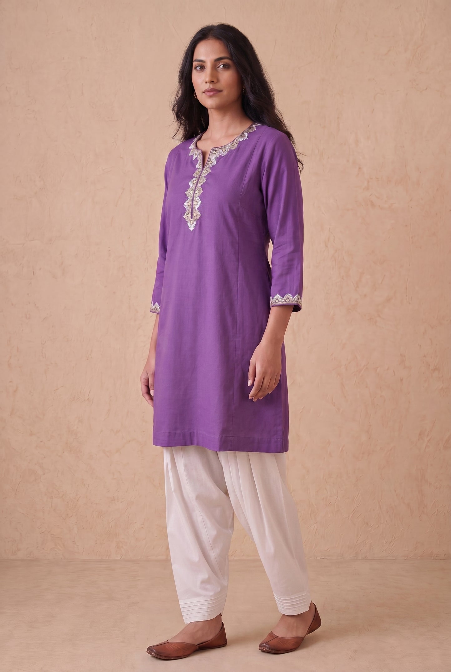 Purple Haze A Line Kurta Set With Aari Embroidery