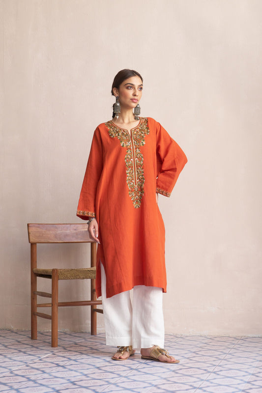 Linen Pheran/Rust