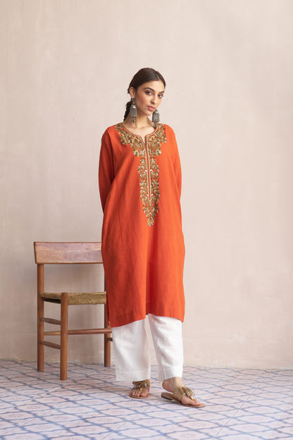 Linen Pheran/Rust