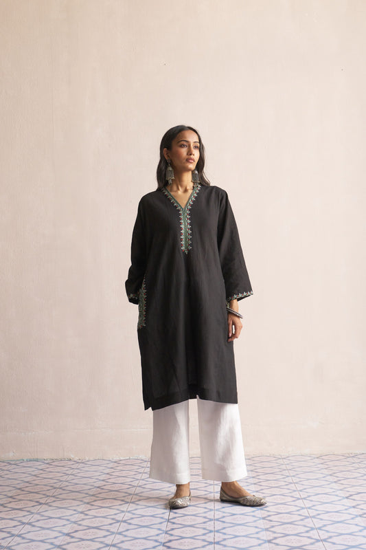 Linen Pheran/Jet Black -Heavy Pockets