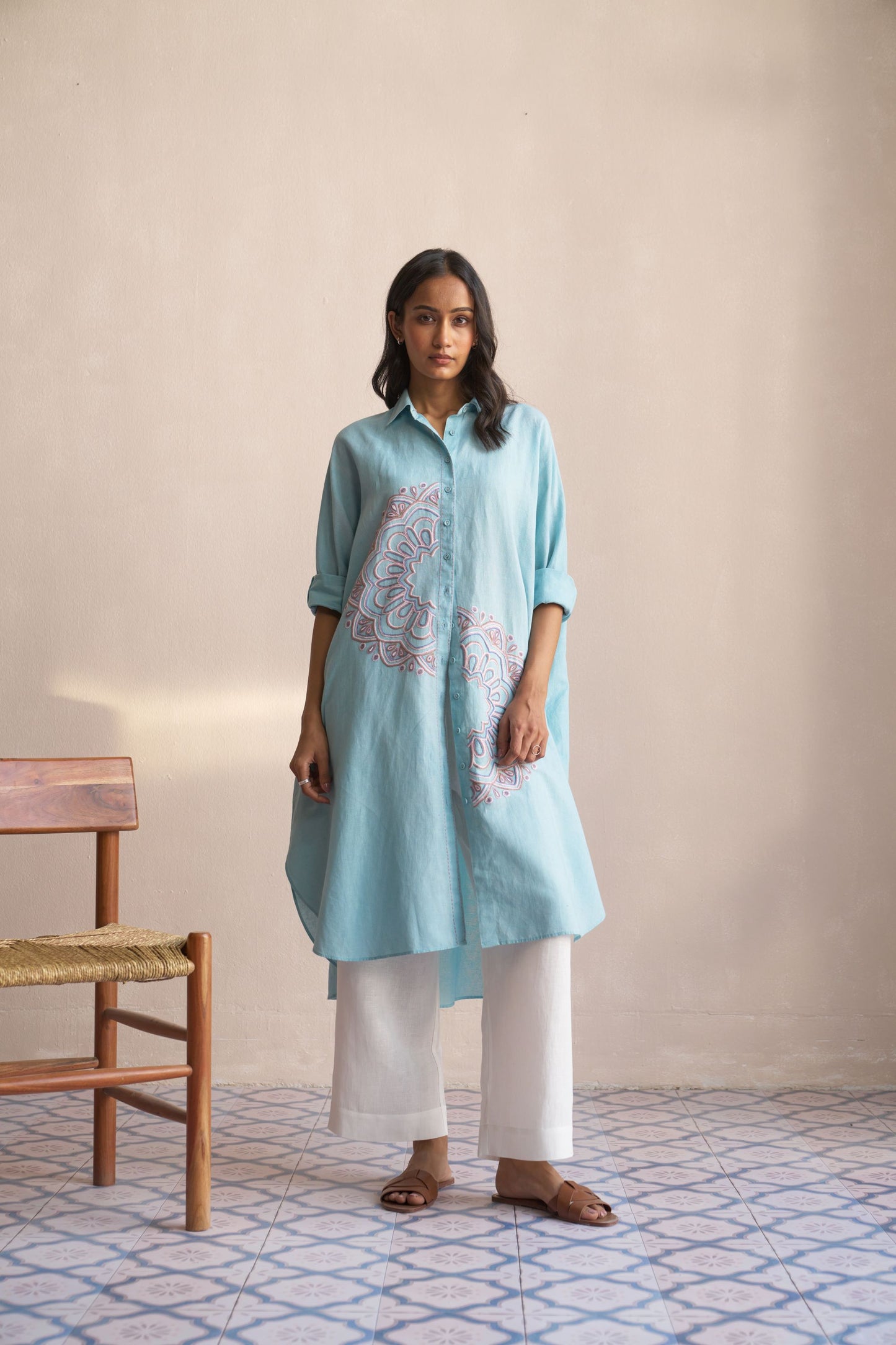 Linen Kaftan/ Blue Glow