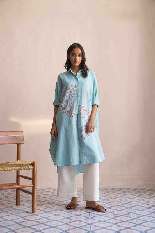Linen Kaftan/ Blue Glow
