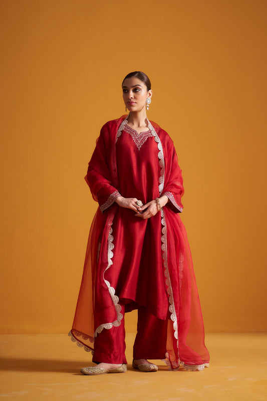 Dupion Kurta Set - Tilla/Samba