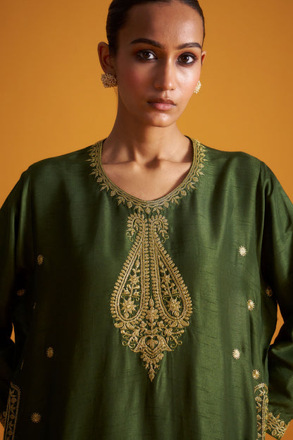Dupion Kurta Set - Tilla/Twist of Lime