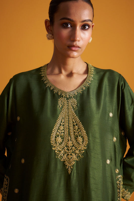 Dupion Kurta Set - Tilla/Twist of Lime