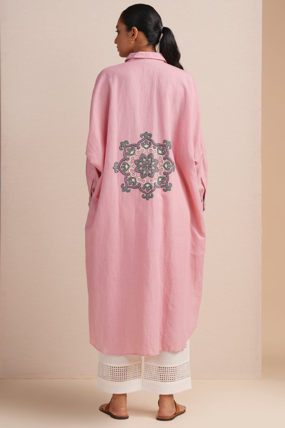 Linen Blush Kaftan Set