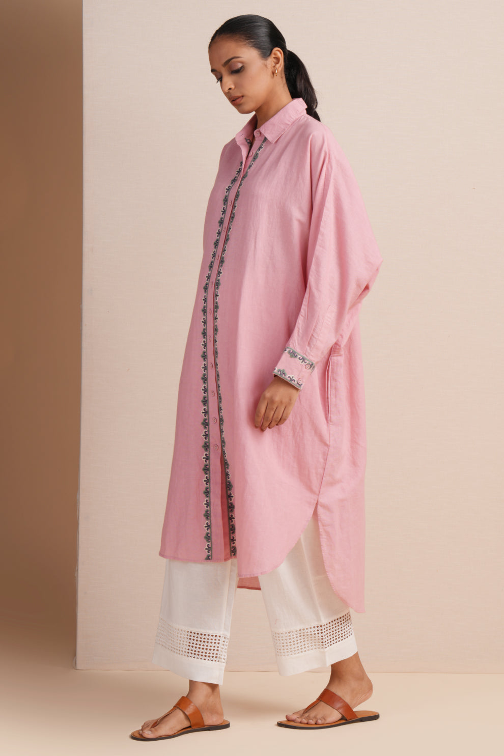 Linen Blush Kaftan Set