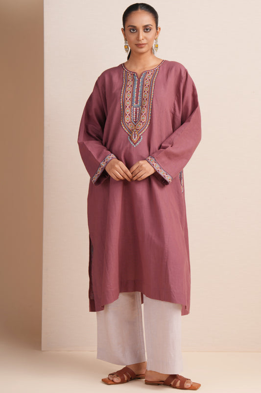 Linen Apple Butter Pheran Set