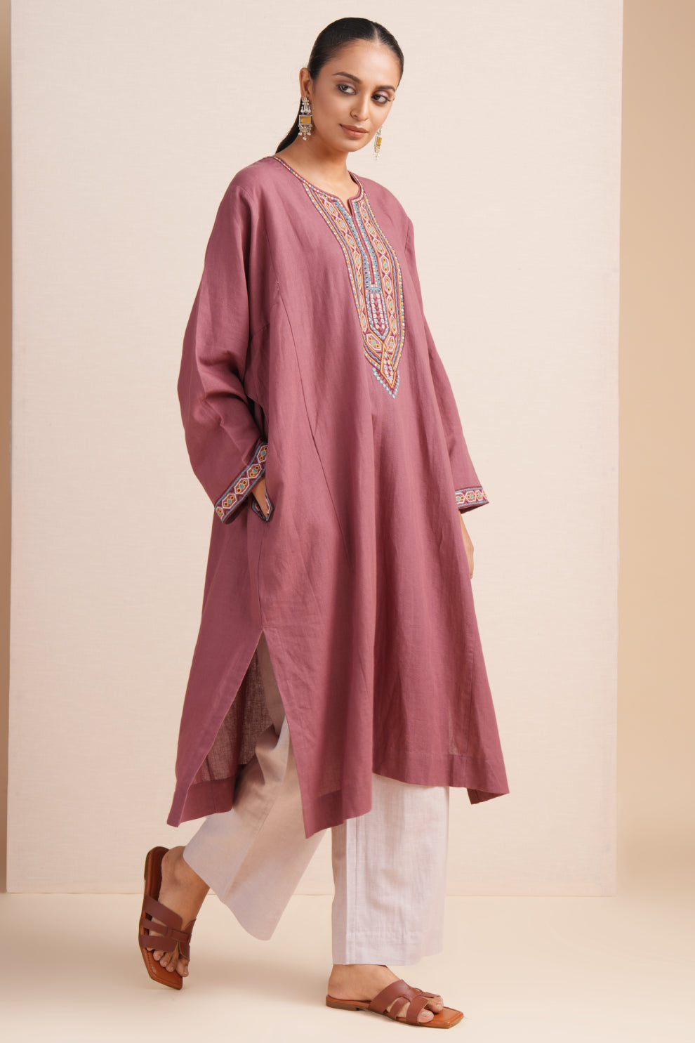 Linen Apple Butter Pheran Set