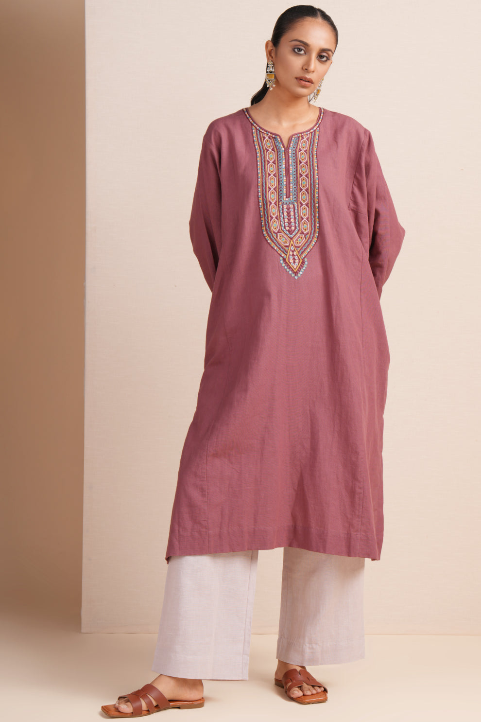 Linen Apple Butter Pheran Set