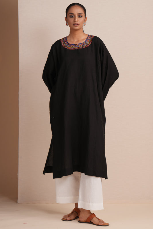 Linen Black Pheran Set