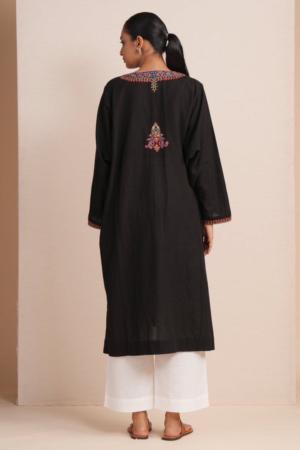 Linen Black Pheran Set