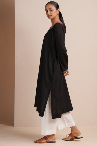 Linen Black Pheran Set