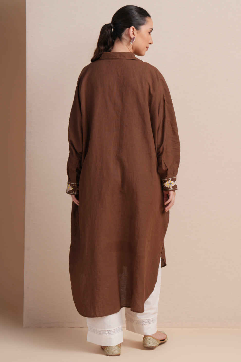 Linen Brown Kaftan Set