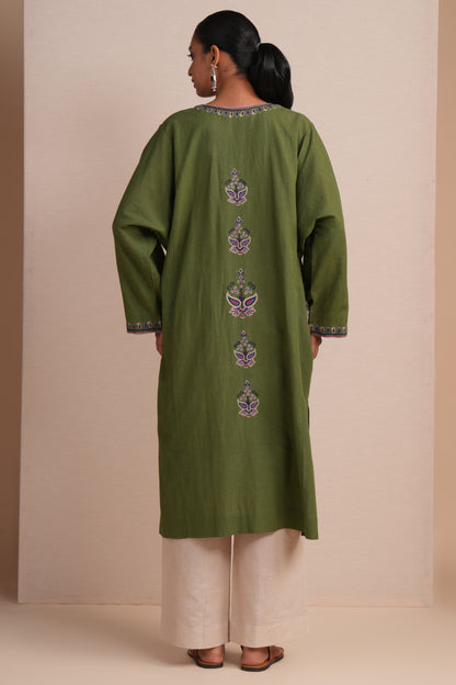 Linen Calla Green Pheran Set