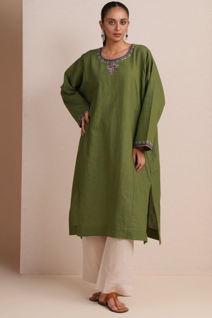 Linen Calla Green Pheran Set