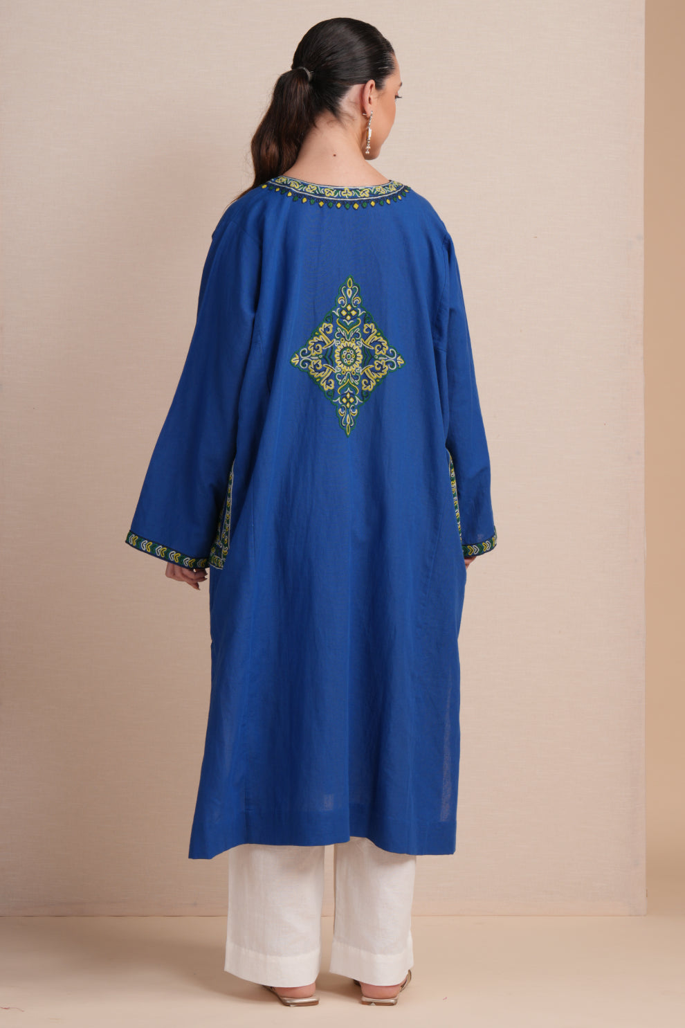 Linen Classic Blue Pheran Set