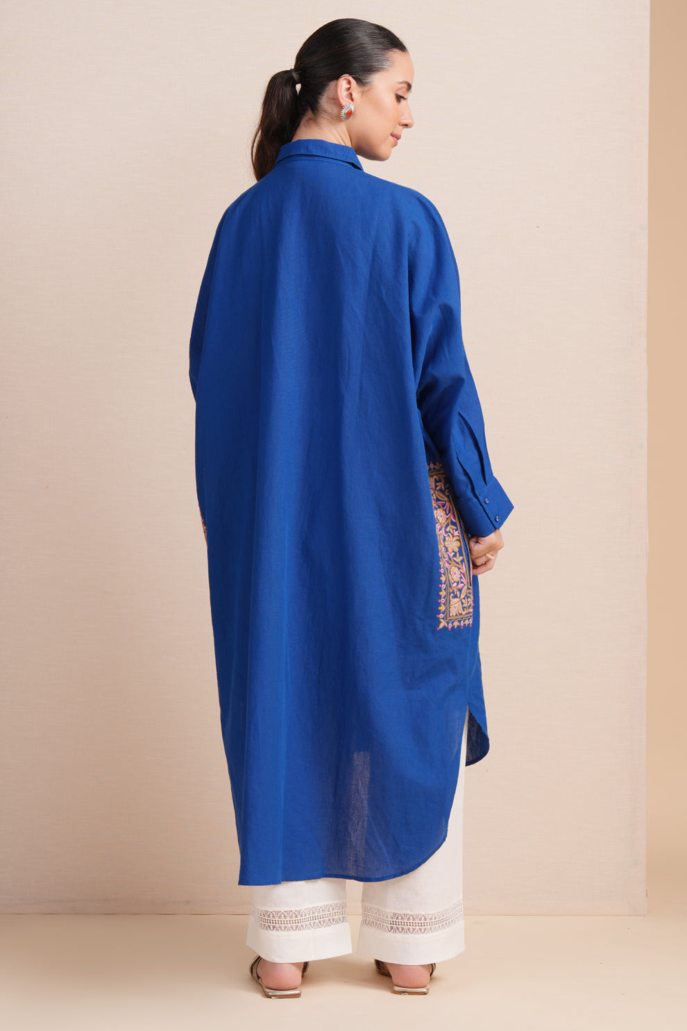 Linen Cobalt Blue Kaftan Set