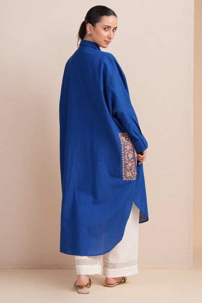Linen Cobalt Blue Kaftan Set