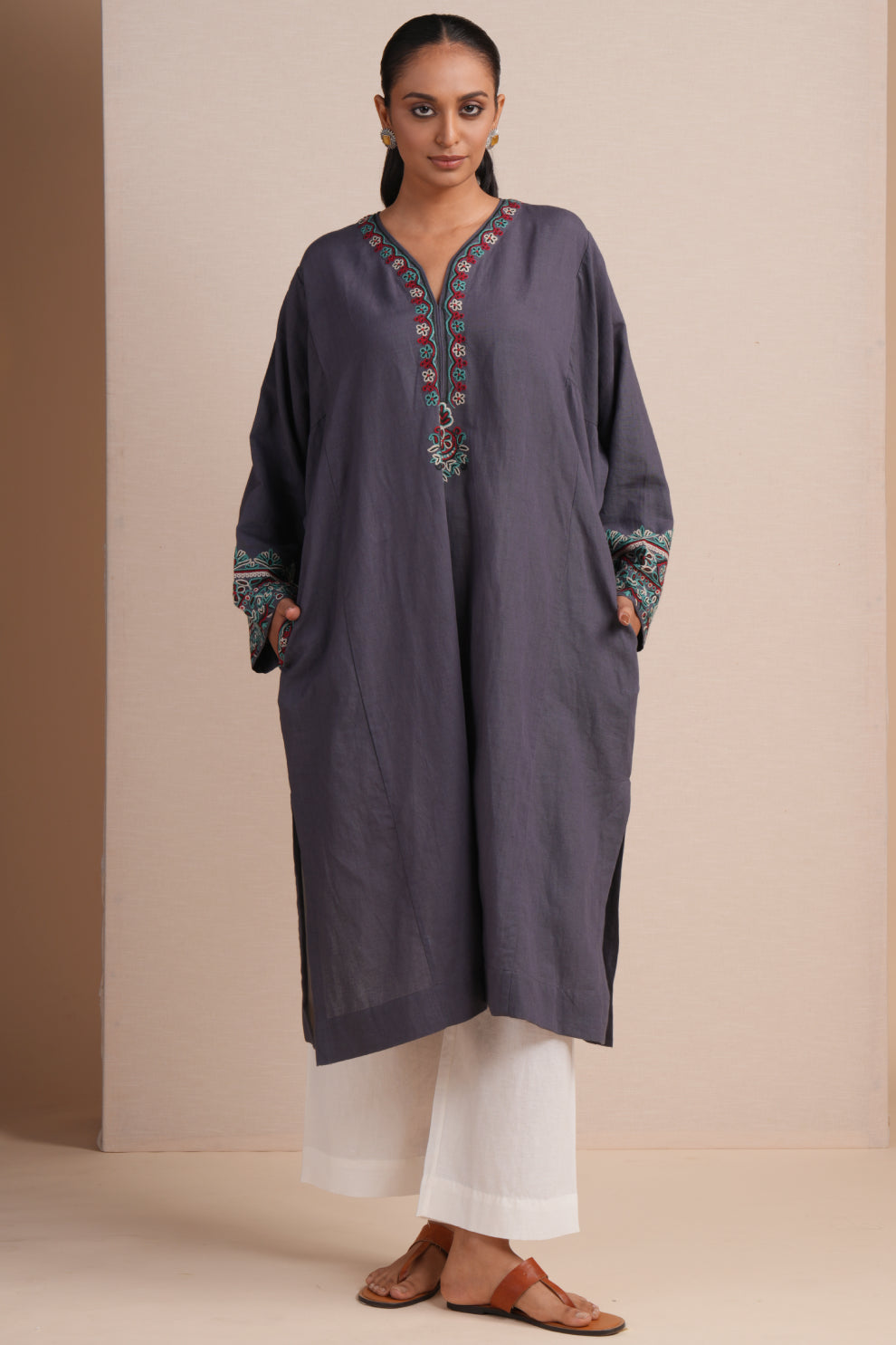 Linen Dark Grey Pheran Set
