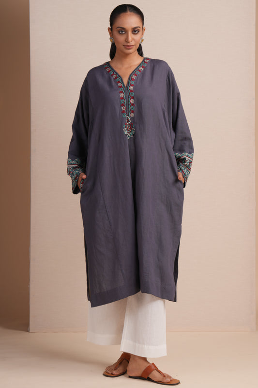 Linen Dark Grey Pheran Set