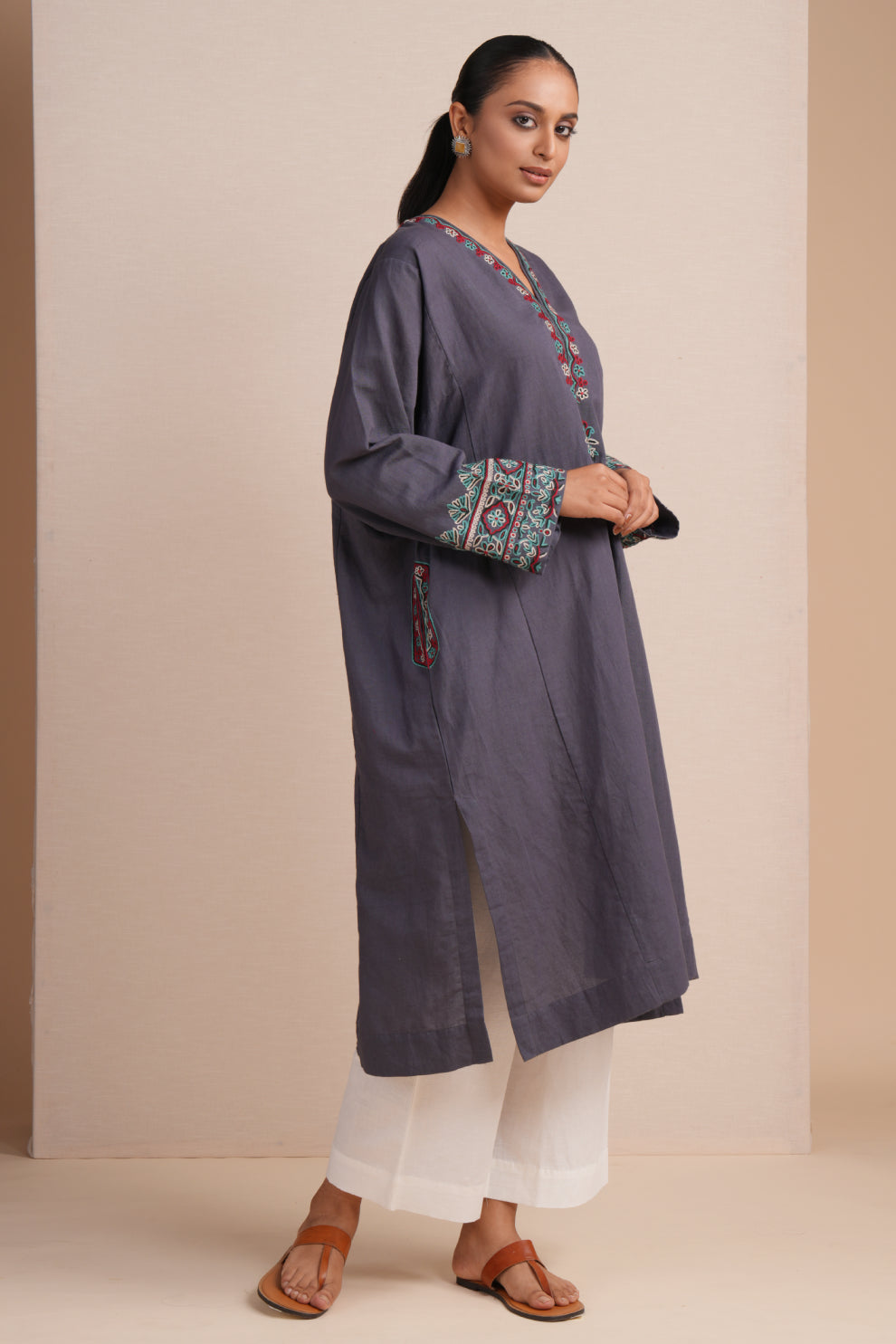 Linen Dark Grey Pheran Set