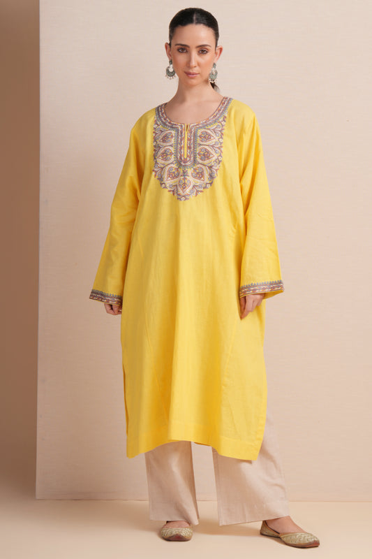 Linen Lemon Zest Pheran Set