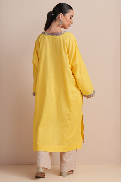 Linen Lemon Zest Pheran Set