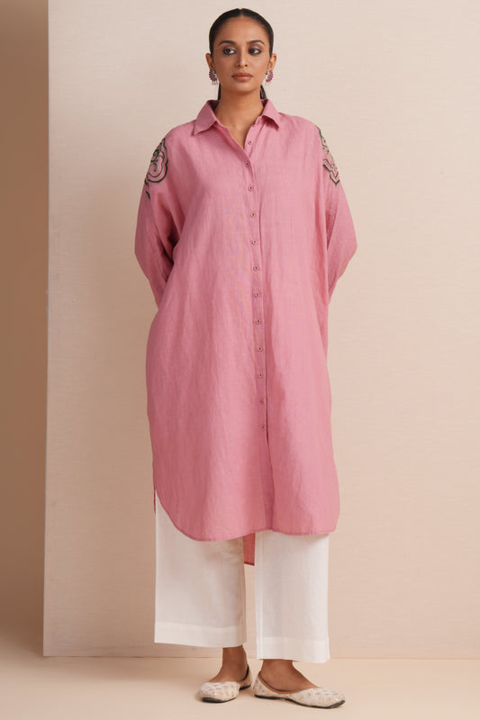 Linen Mauve Glow Kaftan Set
