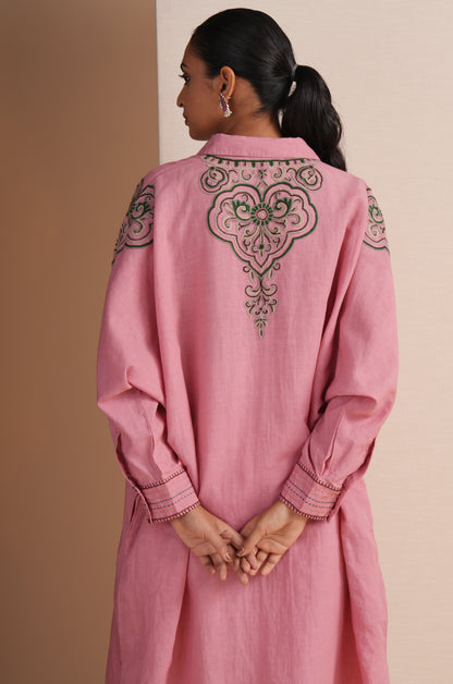 Linen Mauve Glow Kaftan Set