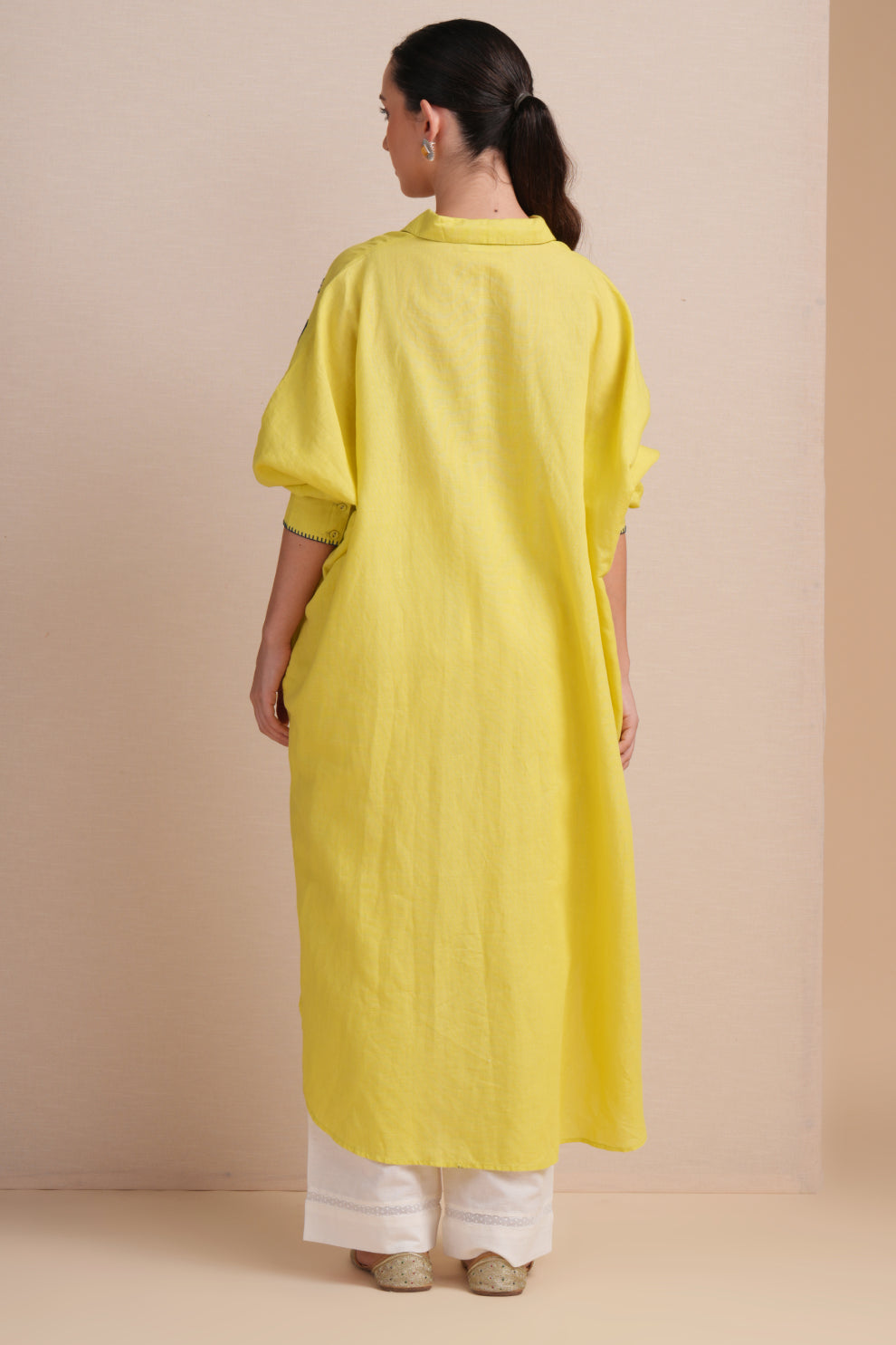 Linen Muted Lime Kaftan Set
