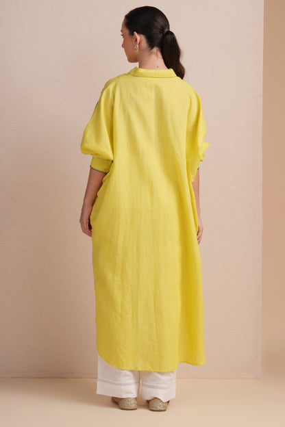 Linen Muted Lime Kaftan Set