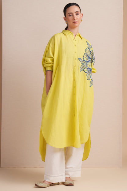 Linen Muted Lime Kaftan Set