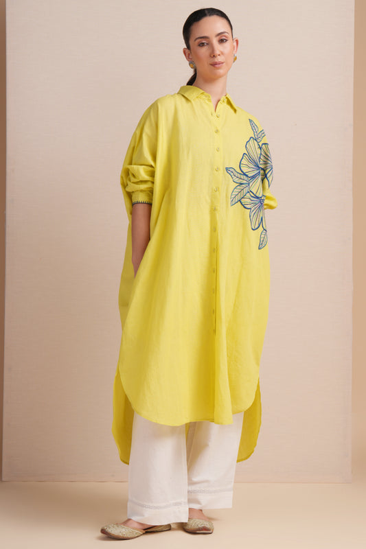 Linen Muted Lime Kaftan Set
