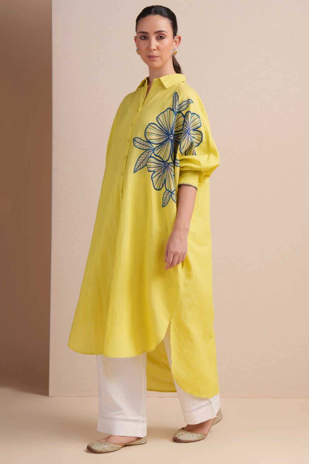 Linen Muted Lime Kaftan Set
